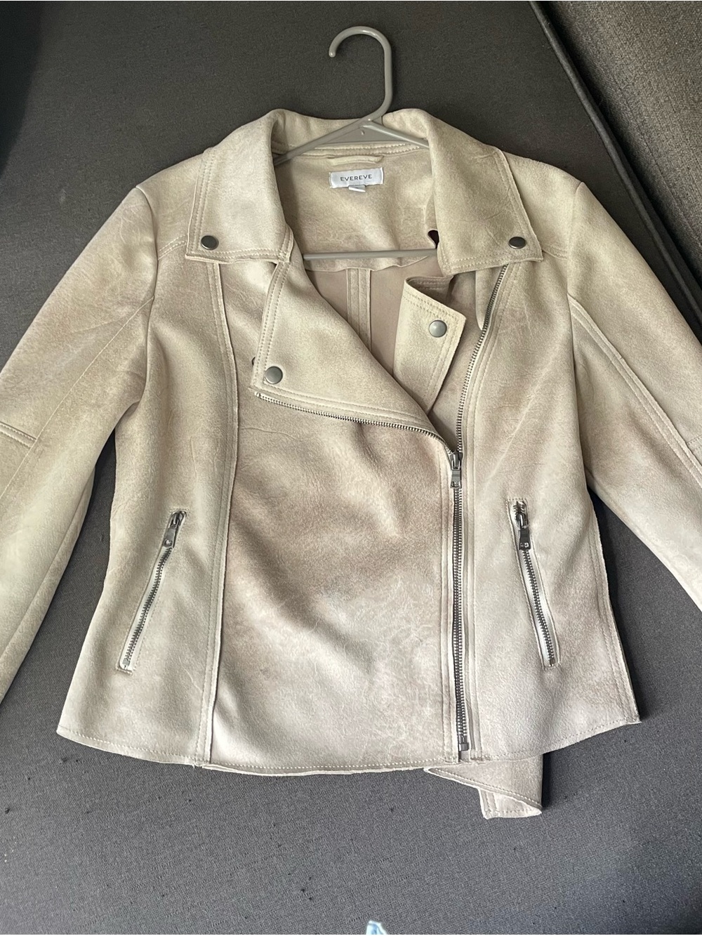 Evereve Light Cream Suede Moto Jacket